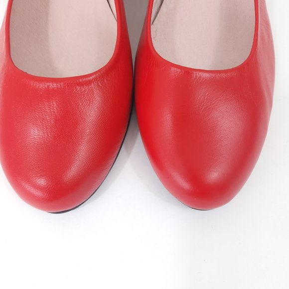 Zeddea Red Sheep Leather Bienvenida Round Toe Block Heel Cabin Shoes Comfort 6 - Picture 7 of 11